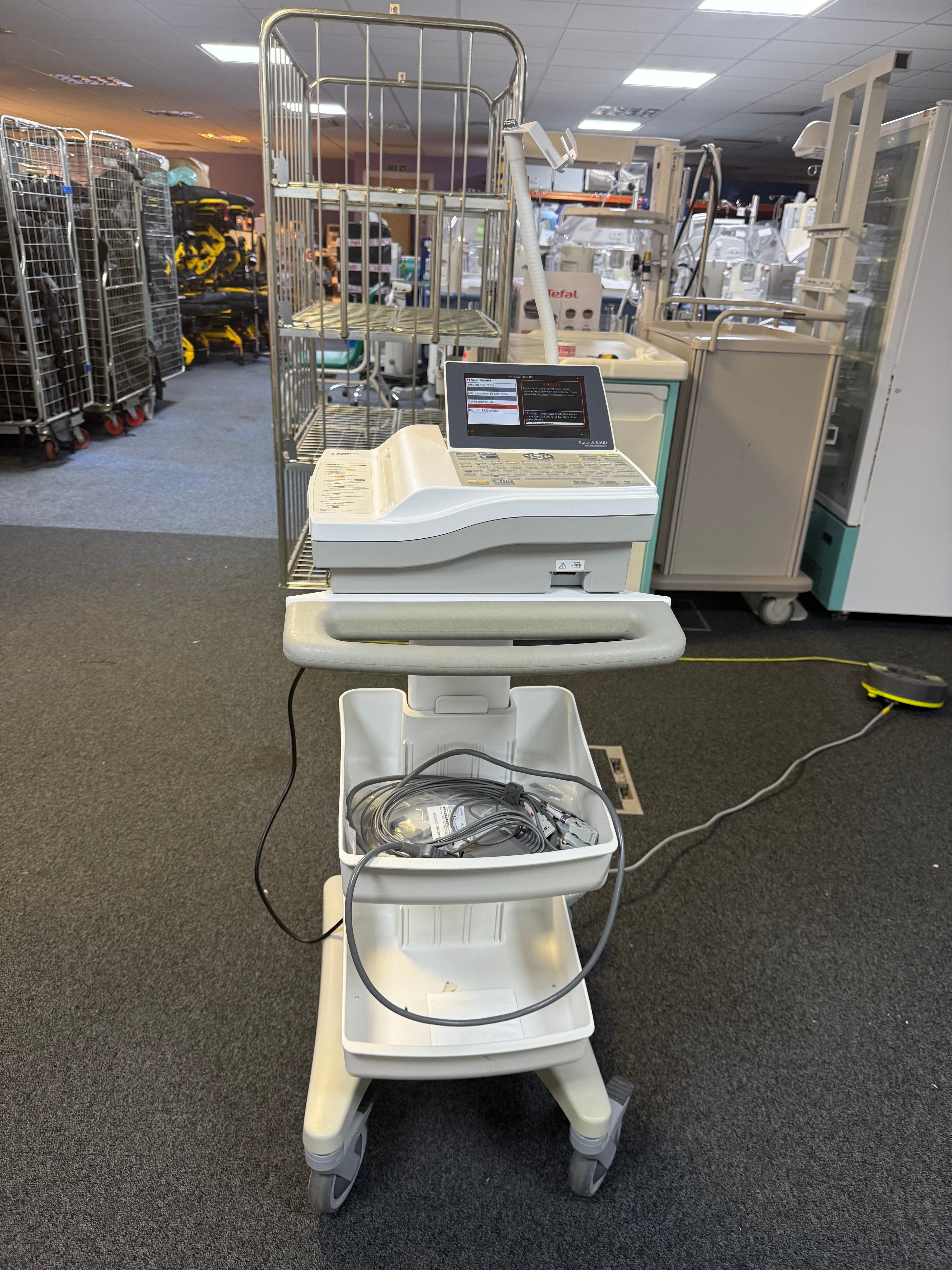 Cardiac Science Burdick 8500 ECG Recorder on Trolley Cardiac Science