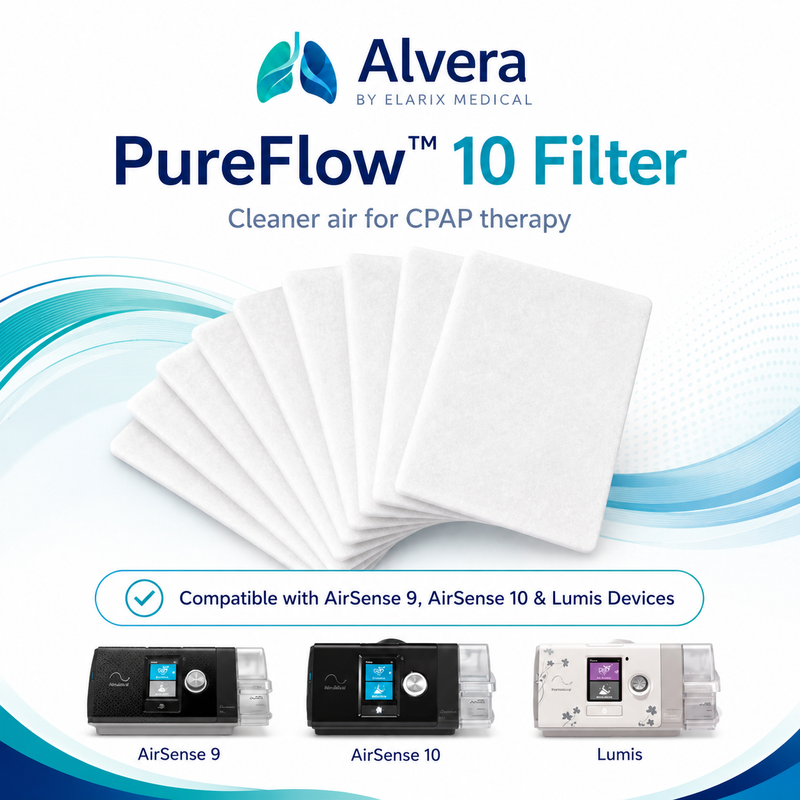 ALVERA PureFlow 10 Filter Compatible with AirSense 9 & AirSense 10 Devices