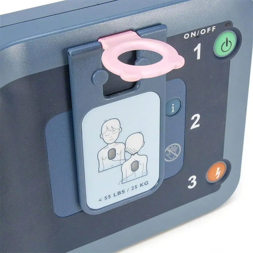 Child key inserted into HeartStart FRx defibrillator