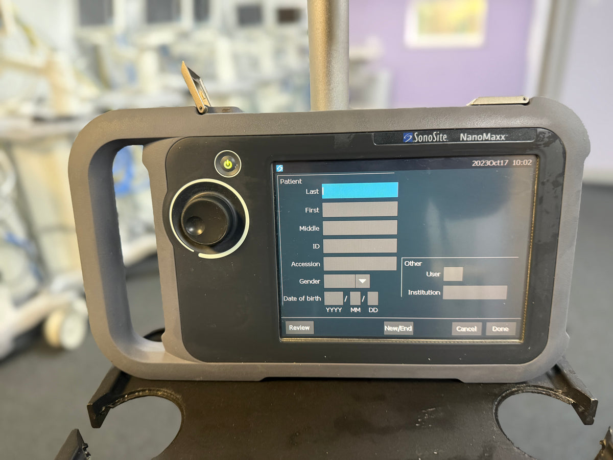 Close up of SonoSite NanoMaxx scanner touchscreen for precise control.