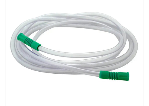 Coiled sterile disposable patient suction tubing with 6mm inner diameter and 2m length