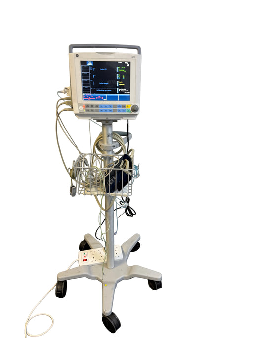 Compact GE B20 monitor with ECG, SpO2, and NIBP modules