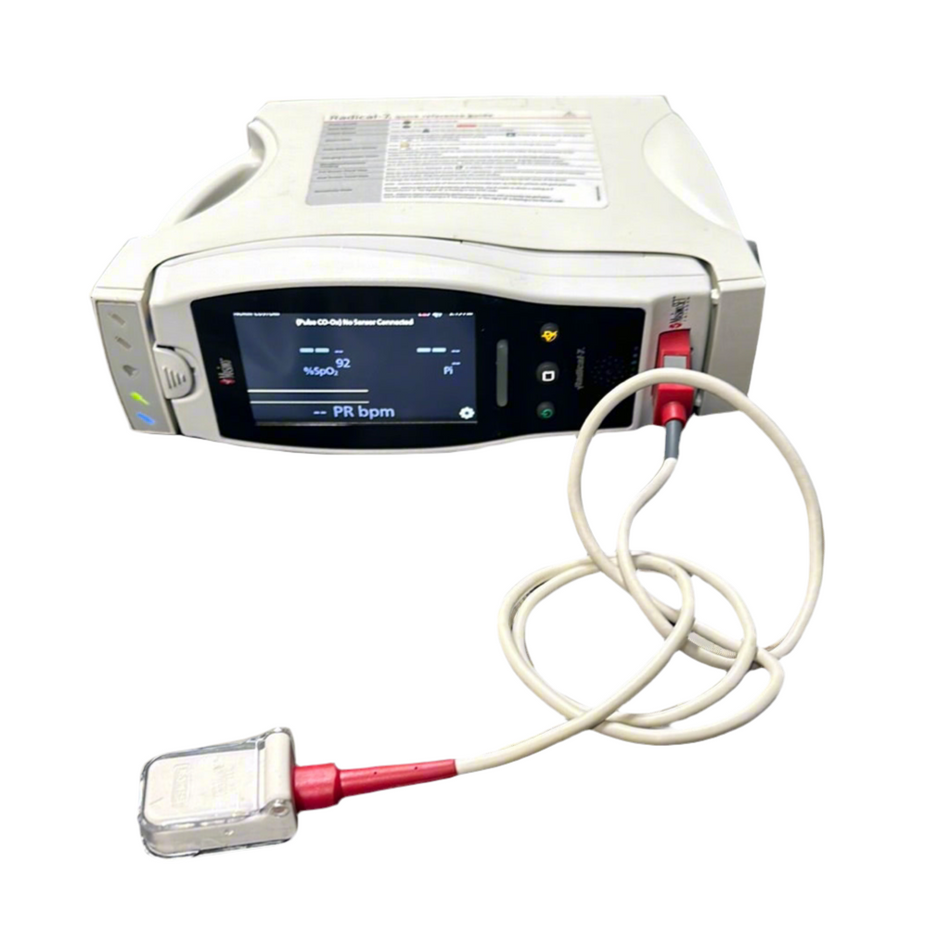 Masimo Set Radical 7 Signal Extraction Pulse CO-Oximeter Patient Monitor with Docking Station & Leads SpO2