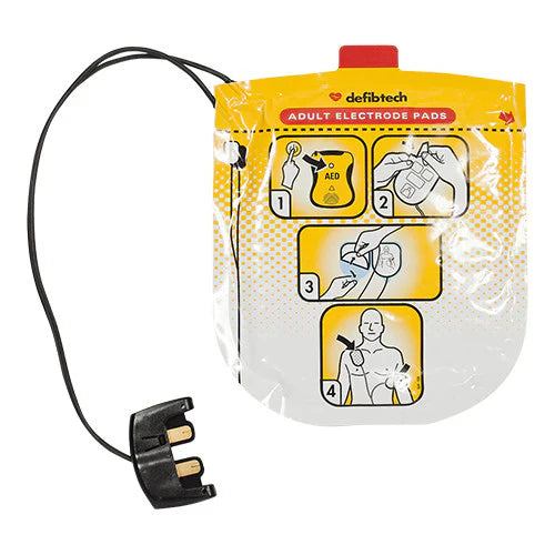 Defibtech adult AED pads in sealed packaging