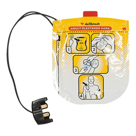 Defibtech adult AED pads in sealed packaging