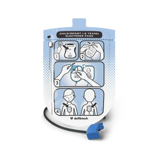 Defibtech child AED defibrillation pads in sealed packaging