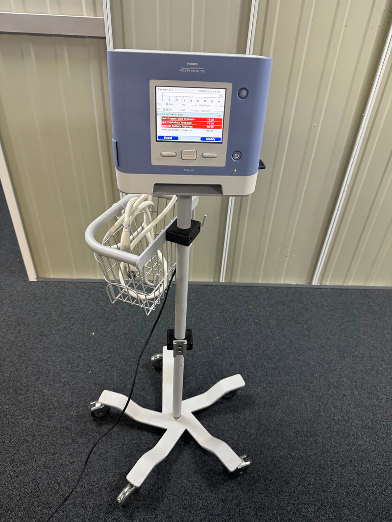 Philips Respironics Trilogy 202 Ventilator Software Version 14.2.05 - Blower Hours 491.1 Hrs on Stand SelfiMed UK