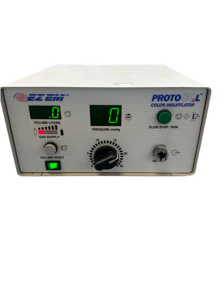 Close-up of the user-friendly control panel on the EZEM Insufflator.