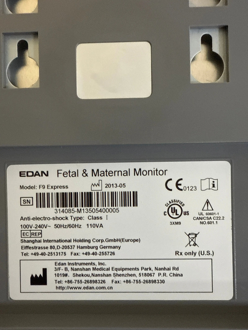 Edan F9 Express Fetal and Maternal Monitor with colour touchscreen