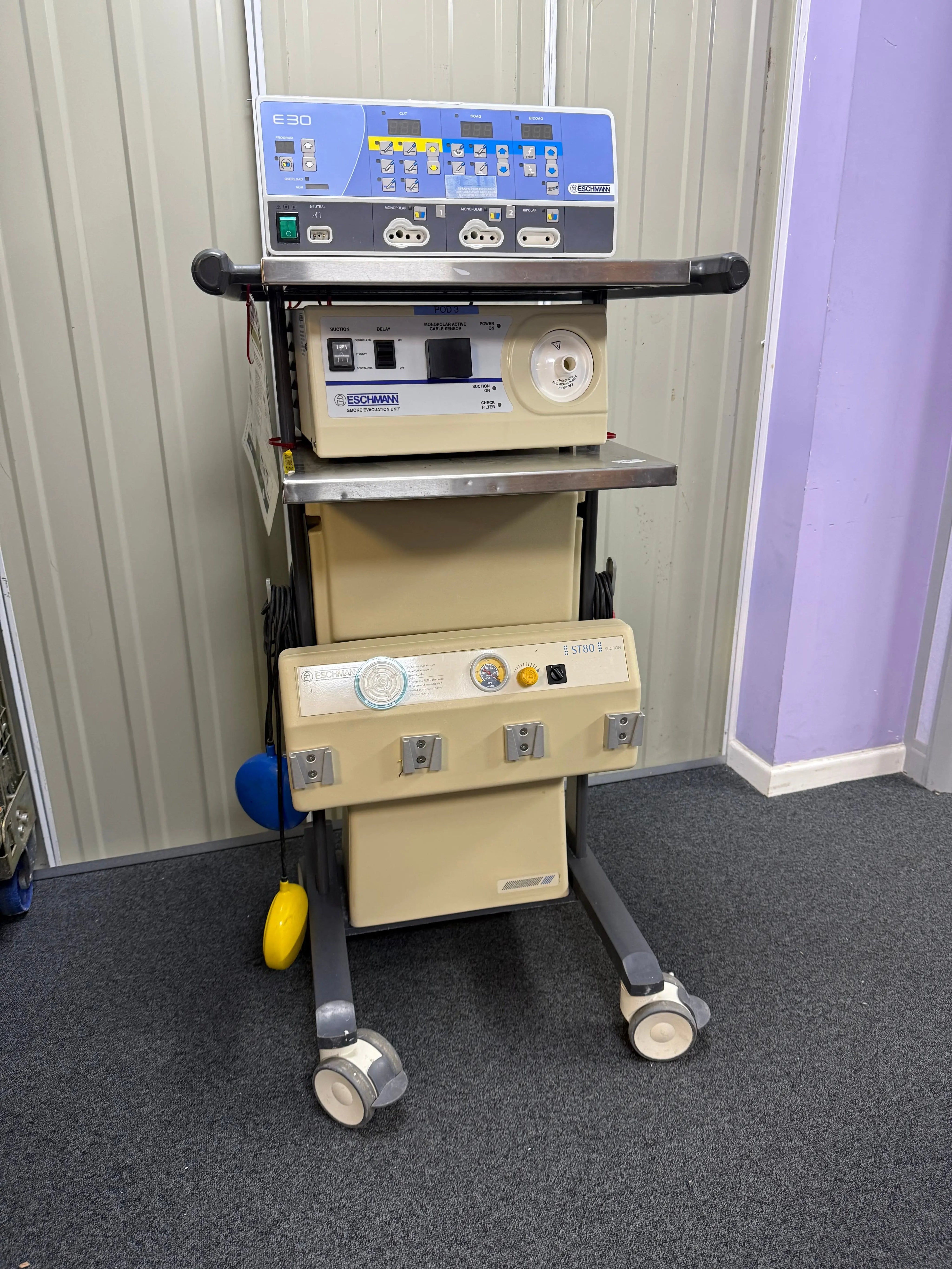 Eschmann E30 Electrosurgical / Diathermy Unit on Eschmann ST80 Suction Stand with Dual Footswitch SelfiMed UK