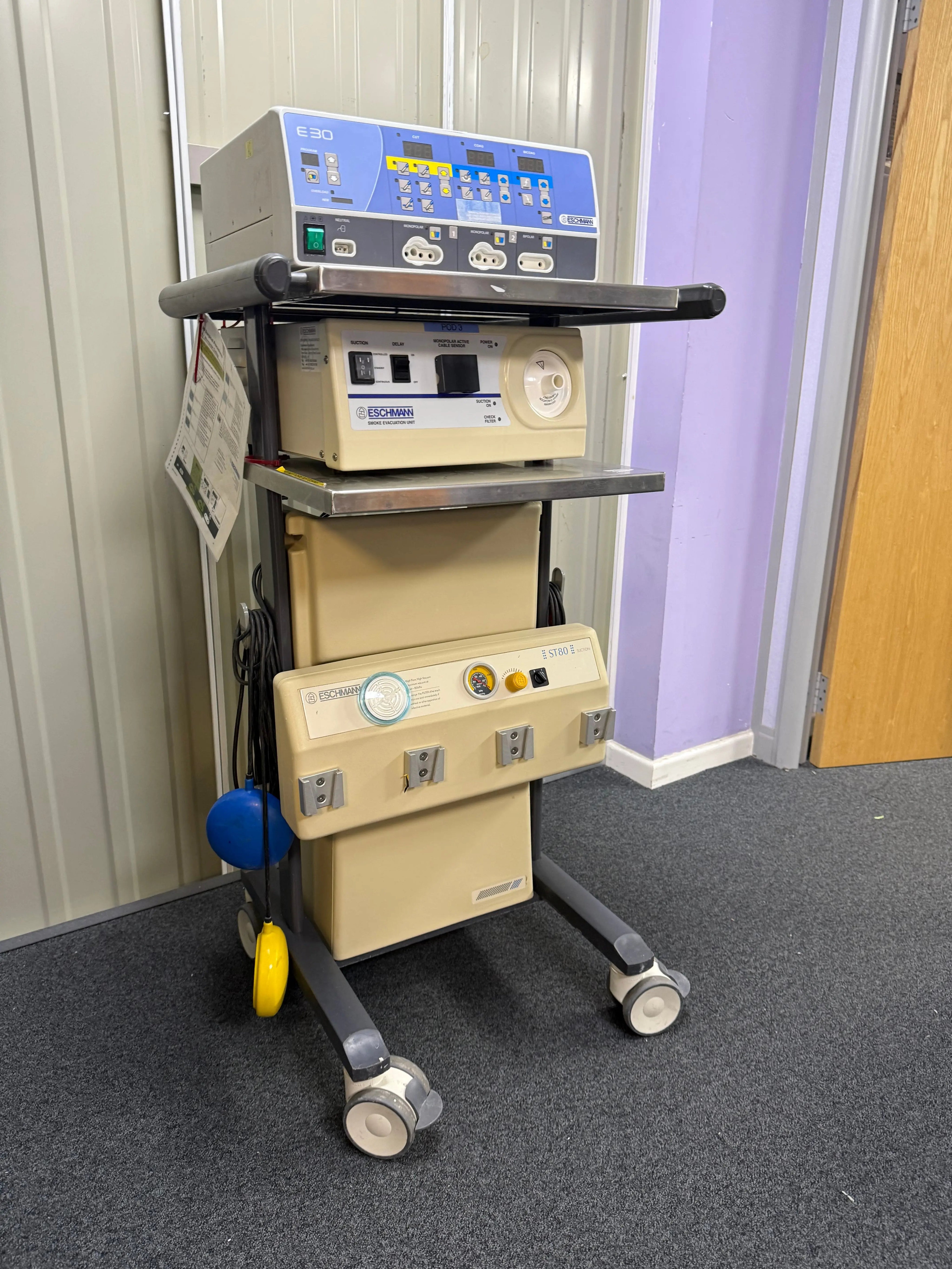 Eschmann E30 Electrosurgical / Diathermy Unit on Eschmann ST80 Suction Stand with Dual Footswitch SelfiMed UK