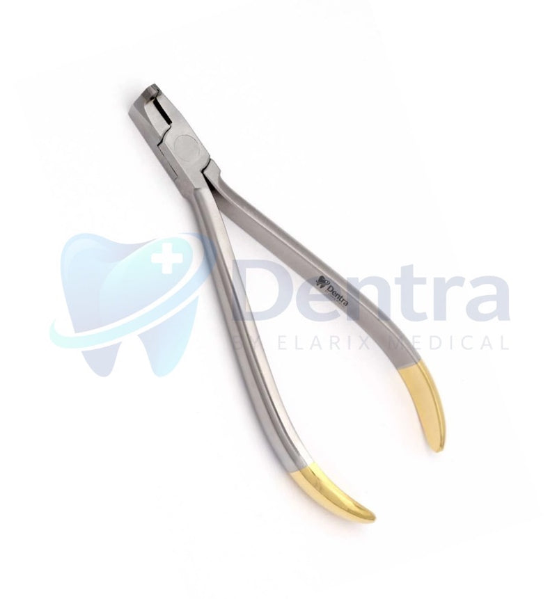 Dentra Orthodontic Distal End Cutter, Tungsten Carbide Inserts, Long Gold Handles