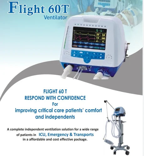 Flight 60 Ventilator displaying waveforms for real-time monitoring.