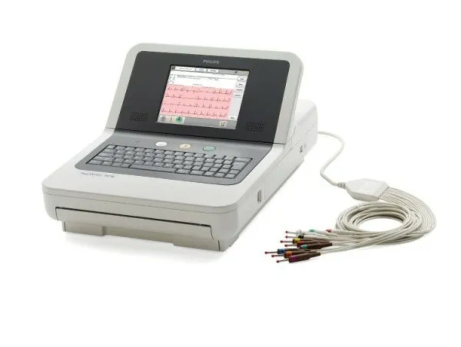 Philips PageWriter TC30 ECG Machine on Stand with 10 Lead ECG Leads