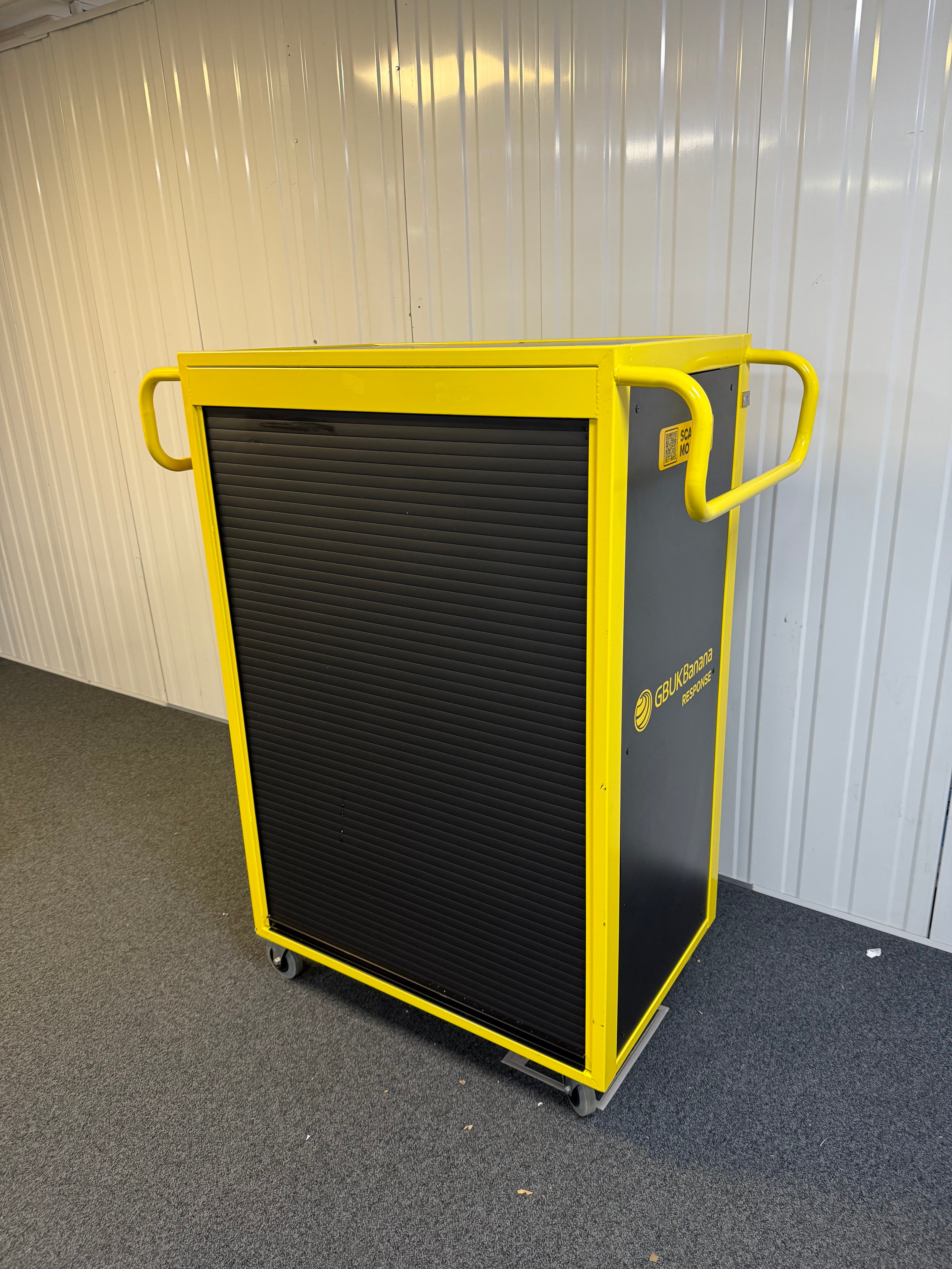 GBUK Banana Response Mobile Cabinet with castors for storing patient handling equipment