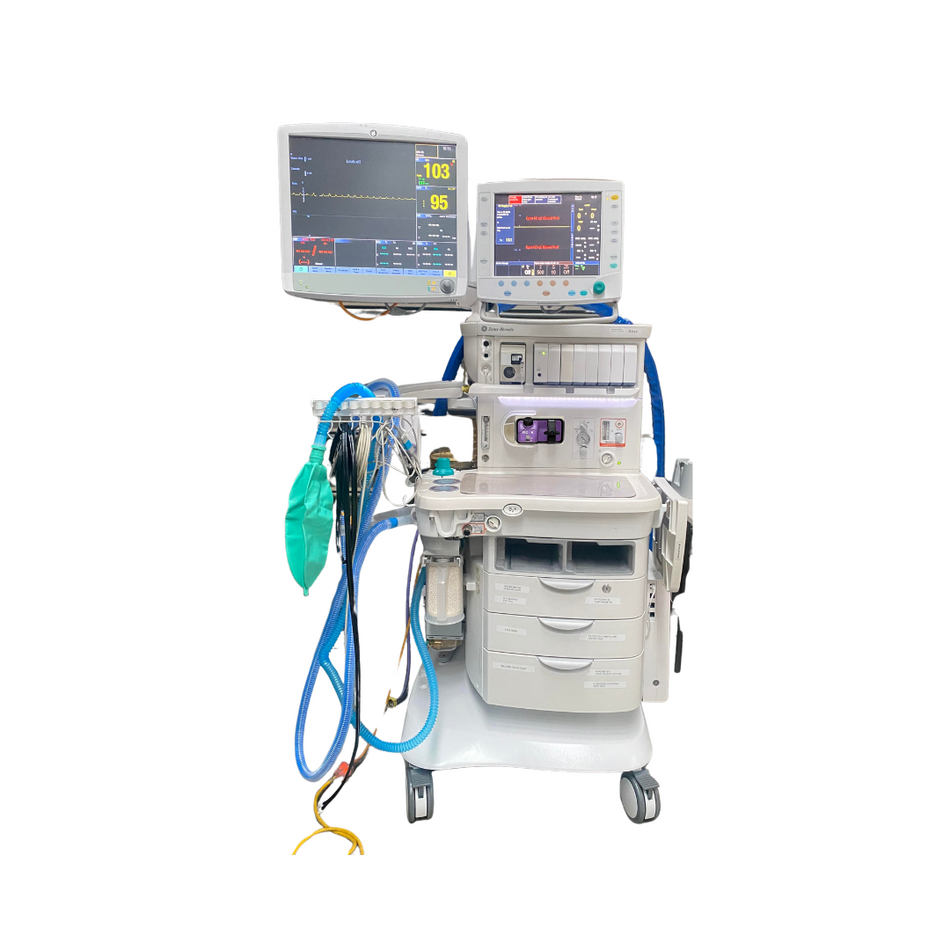 Datex-Ohmeda Aisys Anaesthesia Machine Ref 1011-9000-000 Software Version 08.01 with GE Dash 5000 Patient Monitor, Bellows and Hoses
