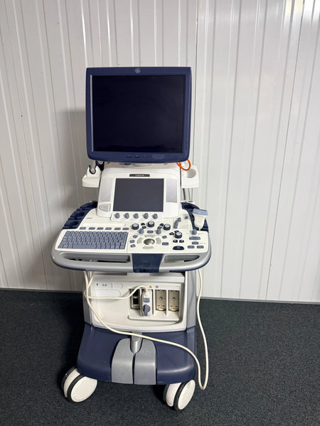 GE Logiq E9 Flat Screen Ultrasound Scanner Model 5205000-2 (2009) with Transducer (2014) SelfiMed UK