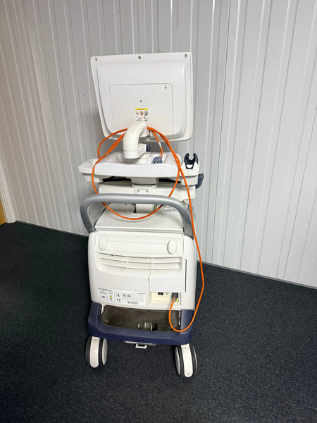 GE Logiq E9 Flat Screen Ultrasound Scanner Model 5205000-2 (2009) with Transducer (2014) SelfiMed UK