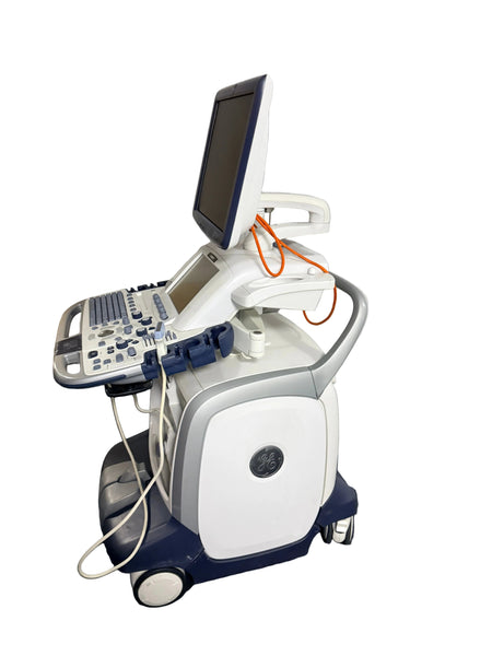 GE Logiq E9 Flat Screen Ultrasound Scanner Model 5205000-2 (2009) with Transducer (2014) SelfiMed UK