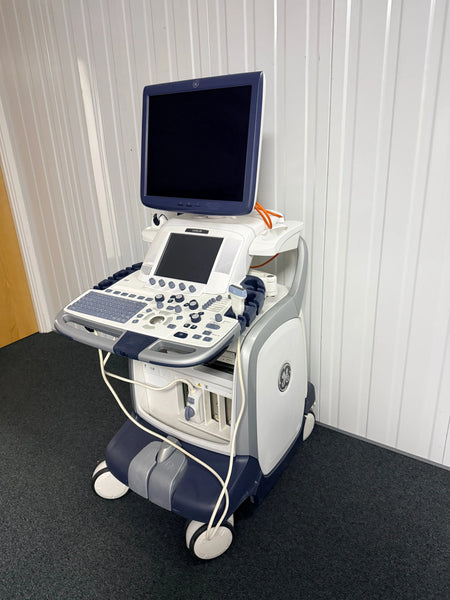 GE Logiq E9 Flat Screen Ultrasound Scanner Model 5205000-2 (2009) with Transducer (2014) SelfiMed UK