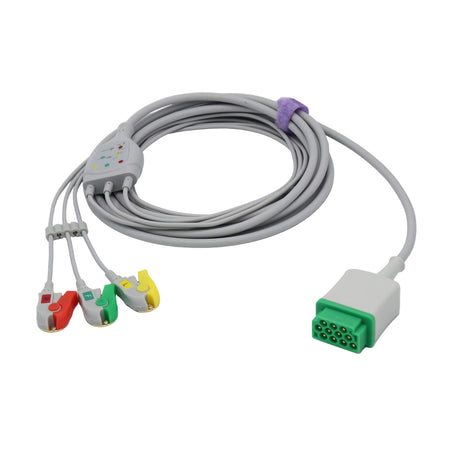 GE Marquette Patient Monitor 11 Pin Snap ECG Cable with 3-Lead Grabber