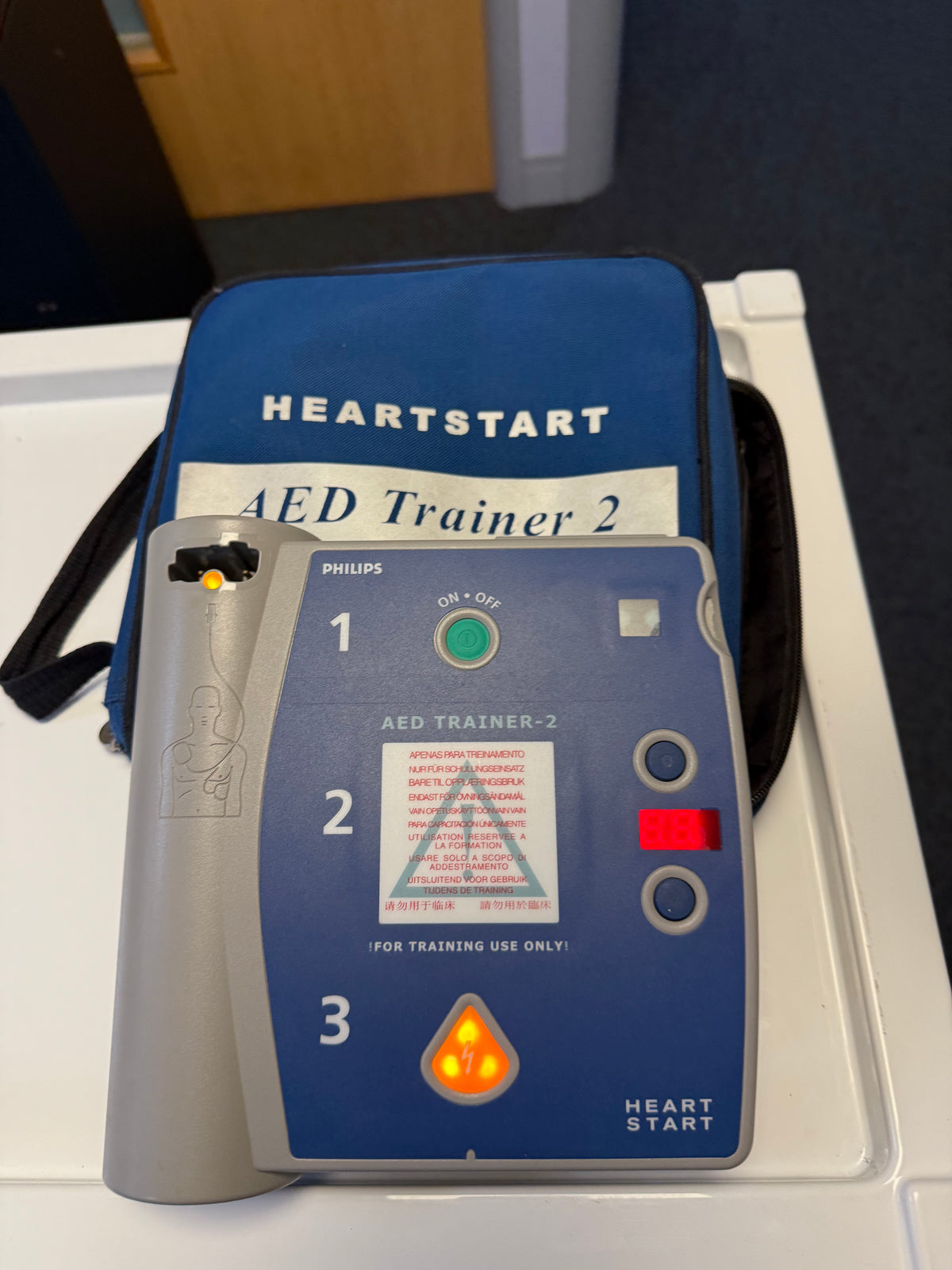 HeartStart AED Trainer 2 set up for group responder training