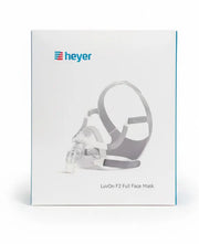 Heyer LuvOn F2 Full Face Mask packaging on a dark textured surface