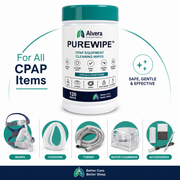 Alvera PureWipe CPAP Equipment Cleaning Wipes — 120 Wipe Tub SelfiMed UK