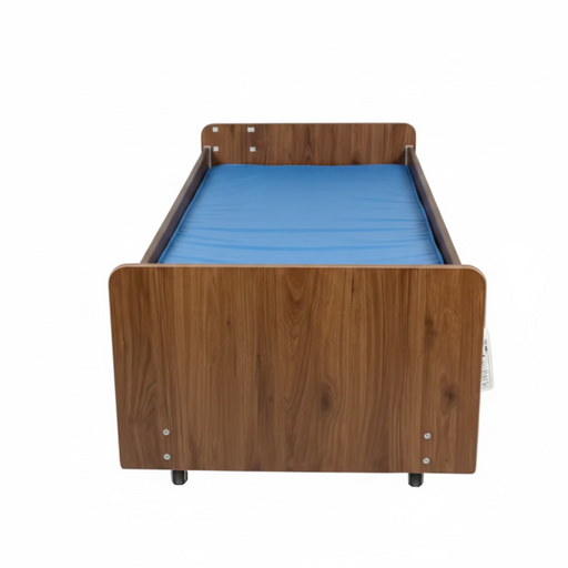 Electric Profiling Care Home Bed with Walnut Wood Headboards with Hospital Bed Mattress SelfiMed UK