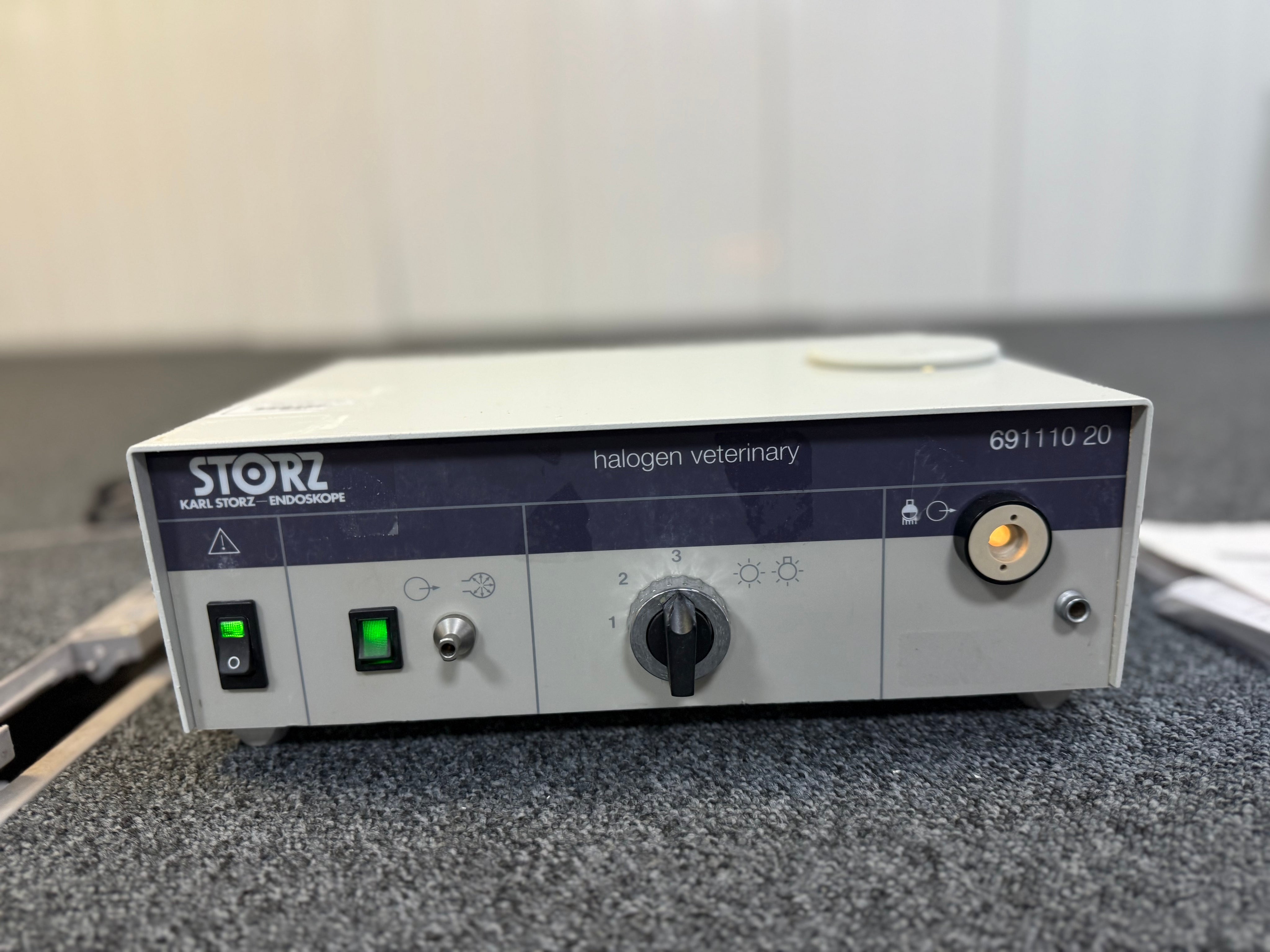 Lightweight Karl Storz 69111020 light source photographed in a clinical setting.