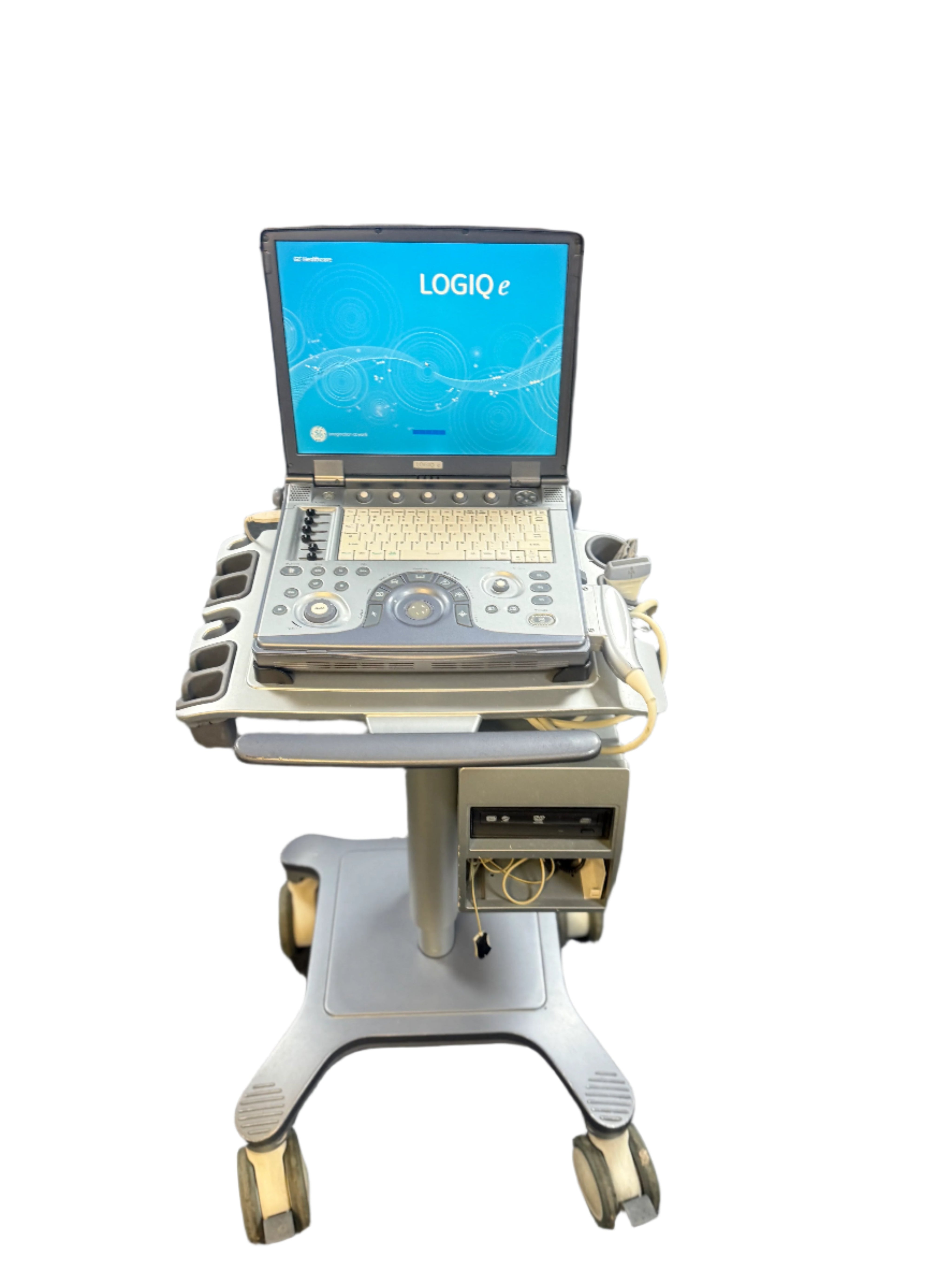 Logiq e ultrasound machine with high-resolution display.