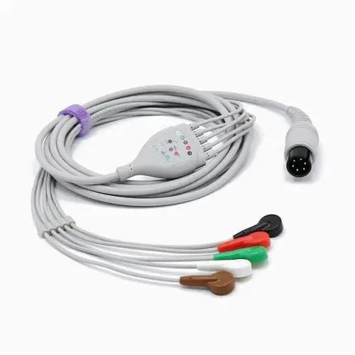 Mindray 6-pin ECG cable with 6-lead snap connectors