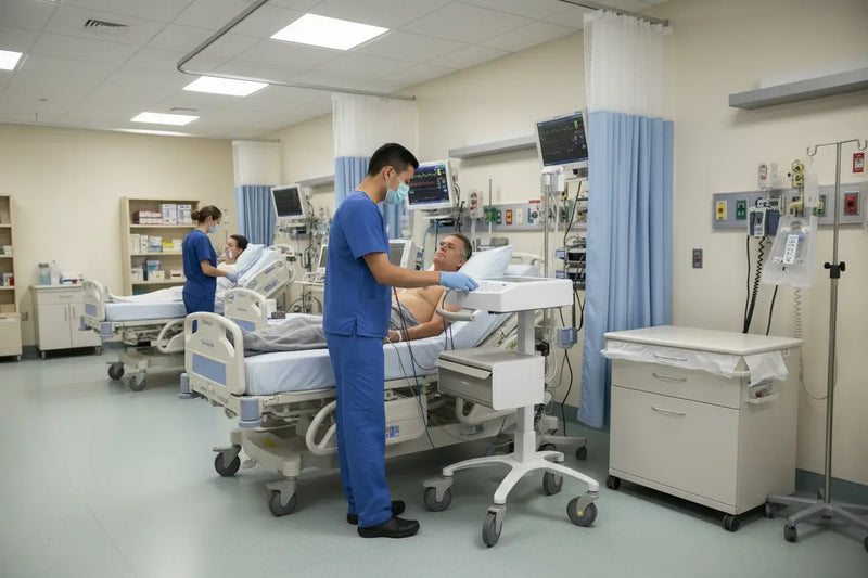 Mortara ELI250c ECG Machine with ECG Leads on Trolley SelfiMed UK