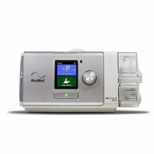 ResMed AirCurve 10 CPAP machine on a white background