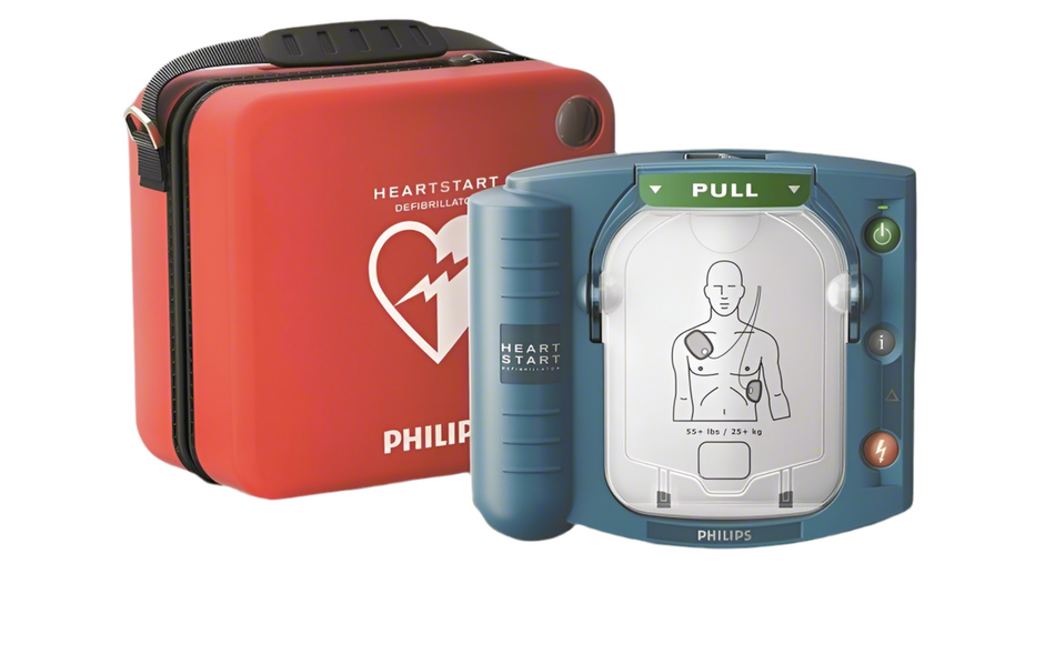 Philips/Laerdal HS1 AED Defibrillator with carry case and pads