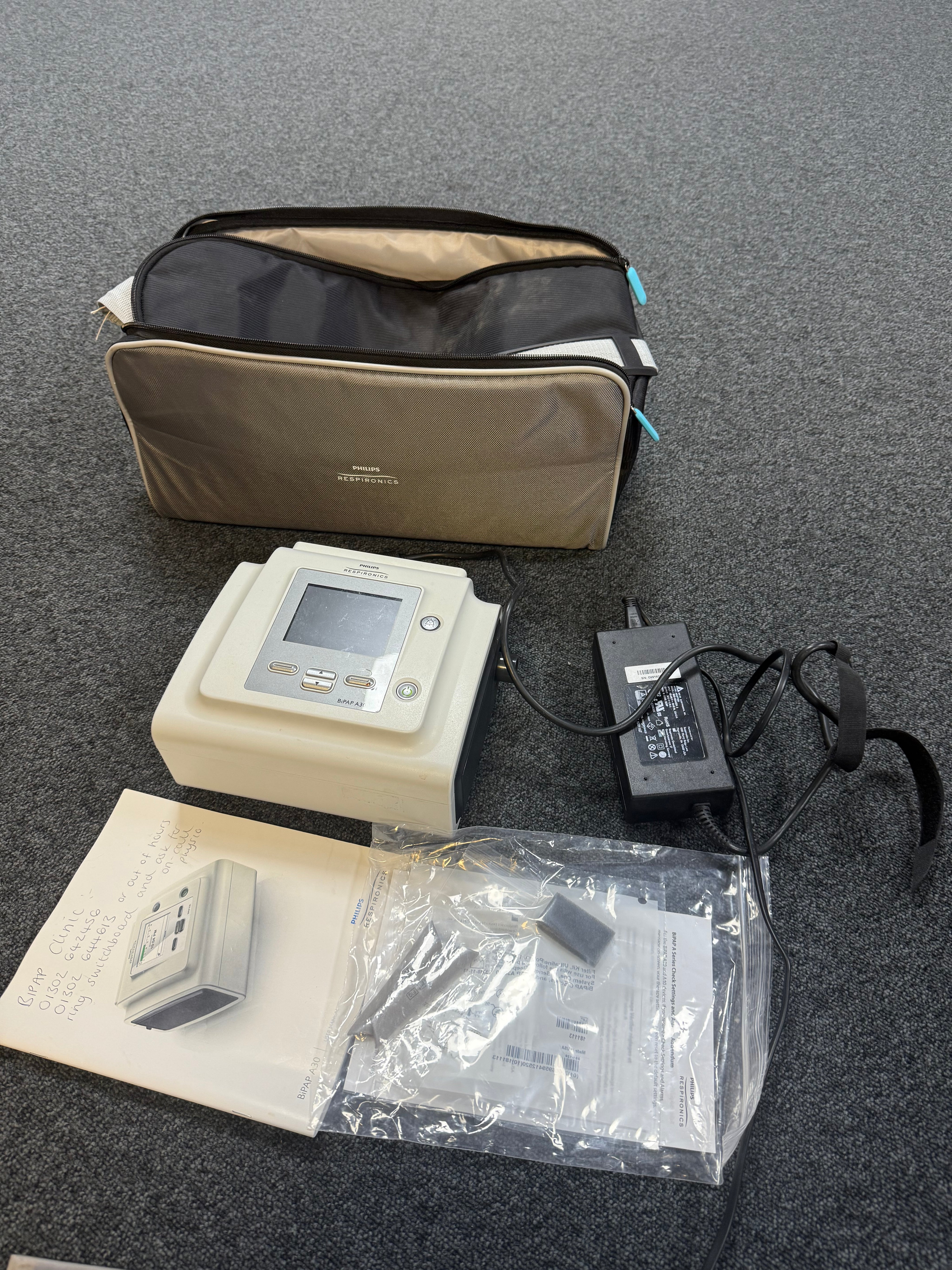 Philips Respironics BiPAP A30 with bag and manual