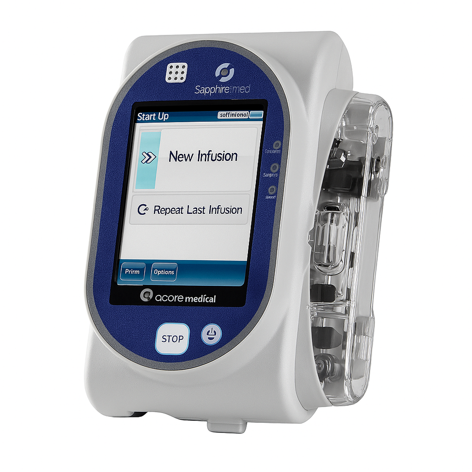 QCore Sapphire infusion pump front touchscreen view
