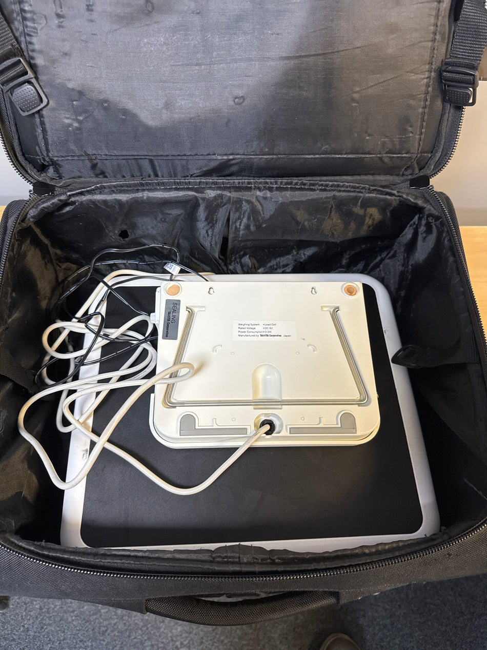 Rear view of TANITA portable weighing scale platform