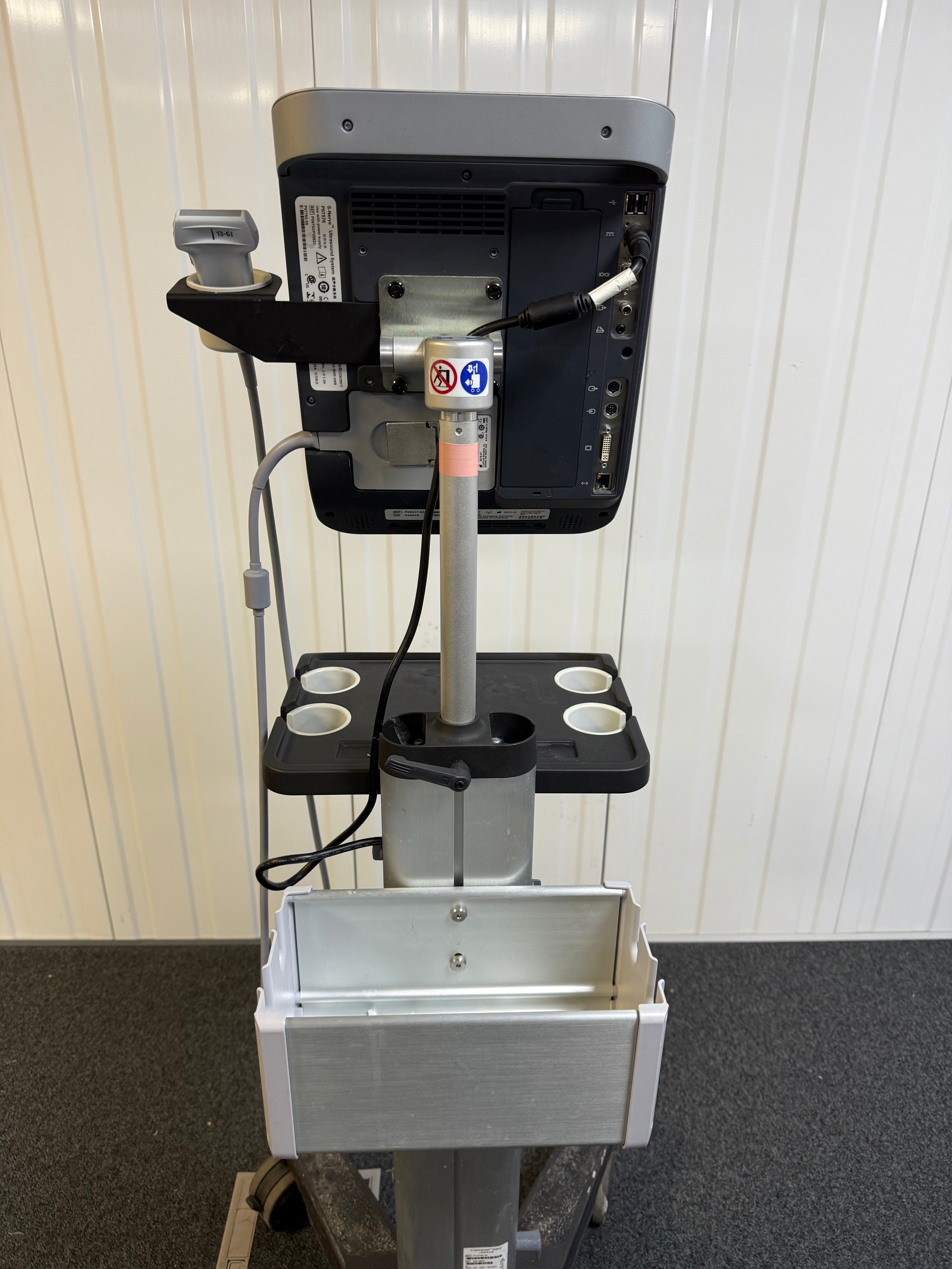 Rear view showing probe holders and cable management