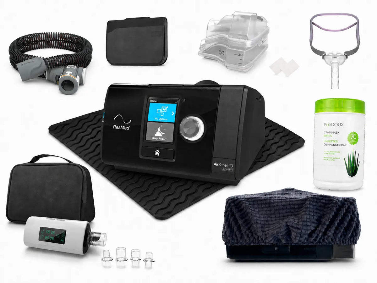 Resmed AirSense 10 AutoSet CPAP Machine With AirFit P10 Pillows Mask Complete Bundle Package complete bundle SelfiMed UK