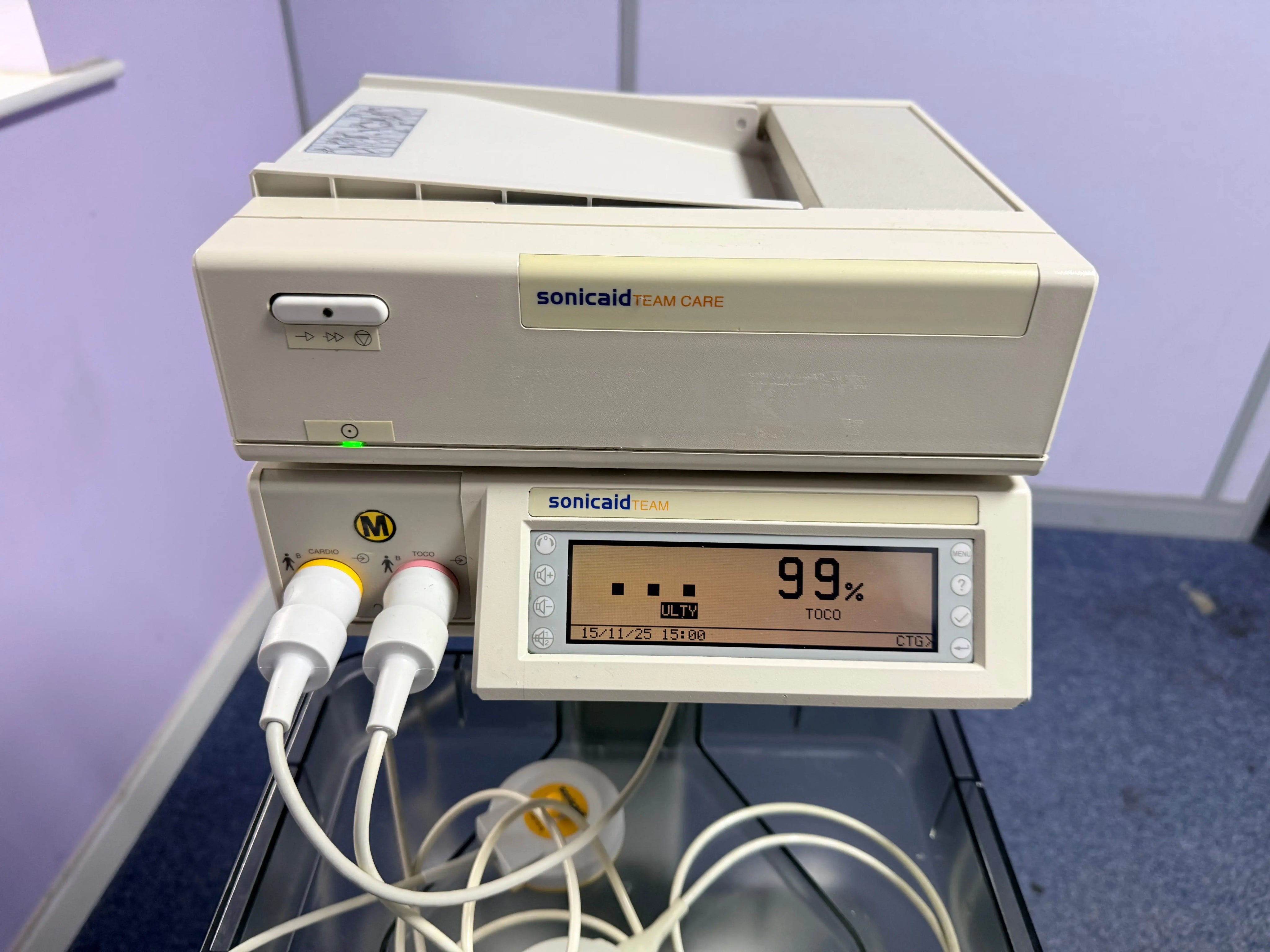 Sonicaid Team Foetal Monitor and Sonic Aid Team Care Printer with TOCO Transducers SelfiMed UK