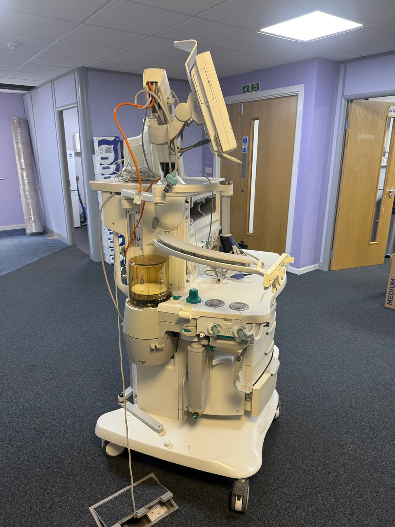 Side View of Datex-Ohmeda Aisys Anaesthesia Machine with Dash 5000 monitor with some cables