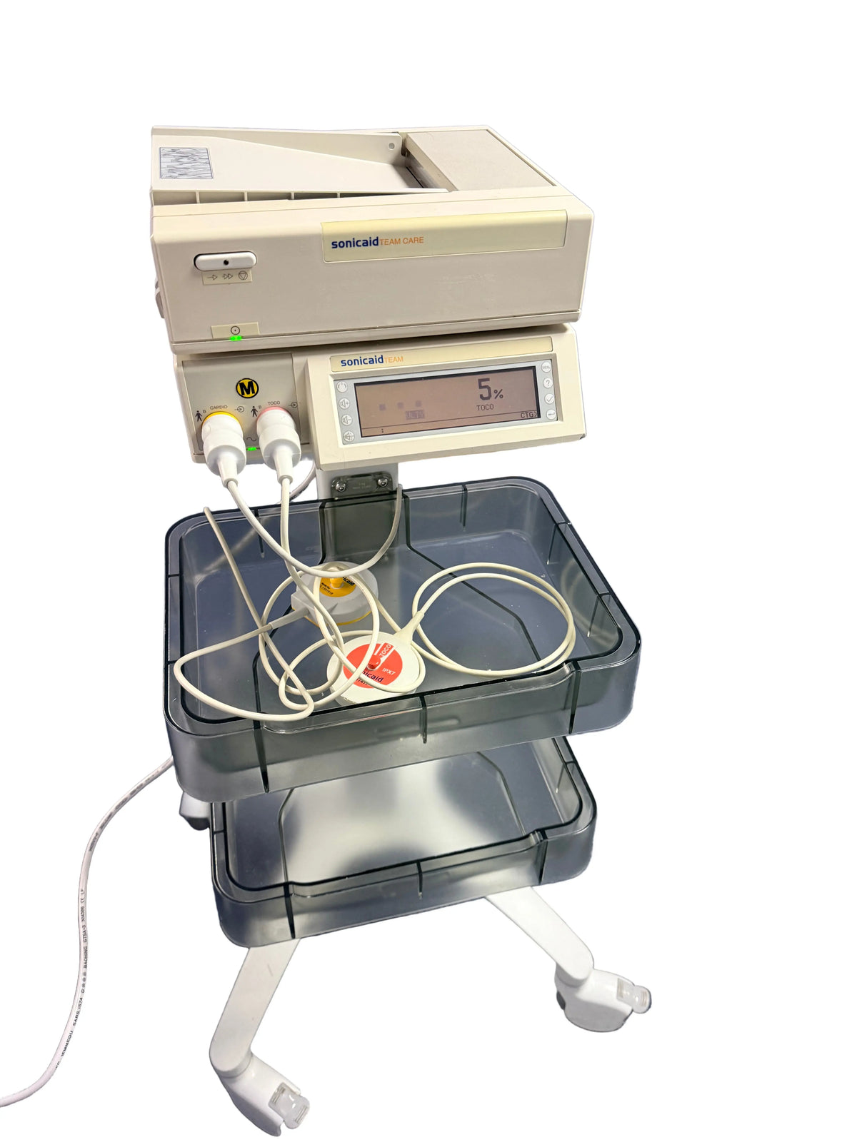 Sonicaid Team Foetal Monitor and Sonic Aid Team Care Printer with TOCO Transducers fetal monitor SelfiMed UK