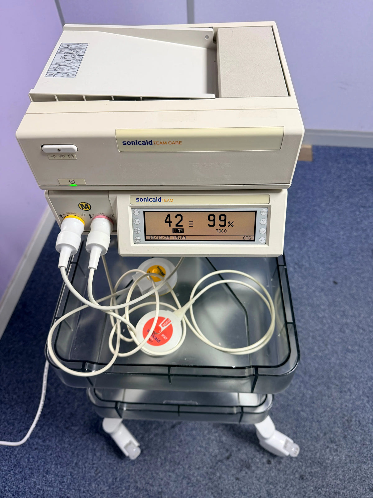Sonicaid Team Foetal Monitor and Sonic Aid Team Care Printer with TOCO Transducers SelfiMed UK