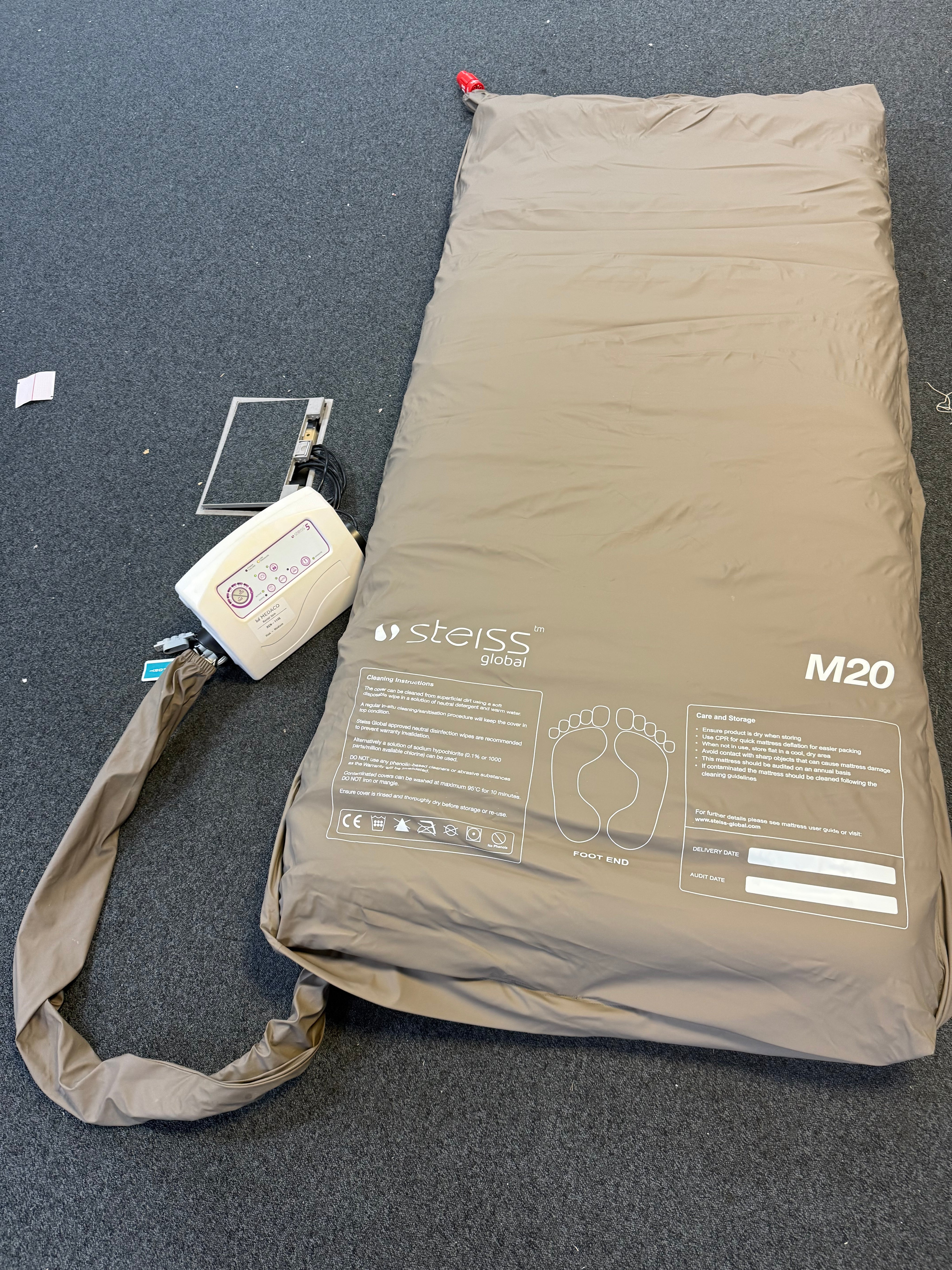 Steiss Global hospital mattress and pump front view