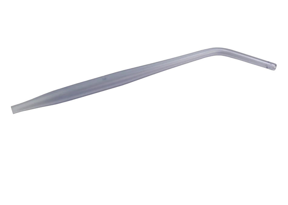 Clear plastic straw on a white background