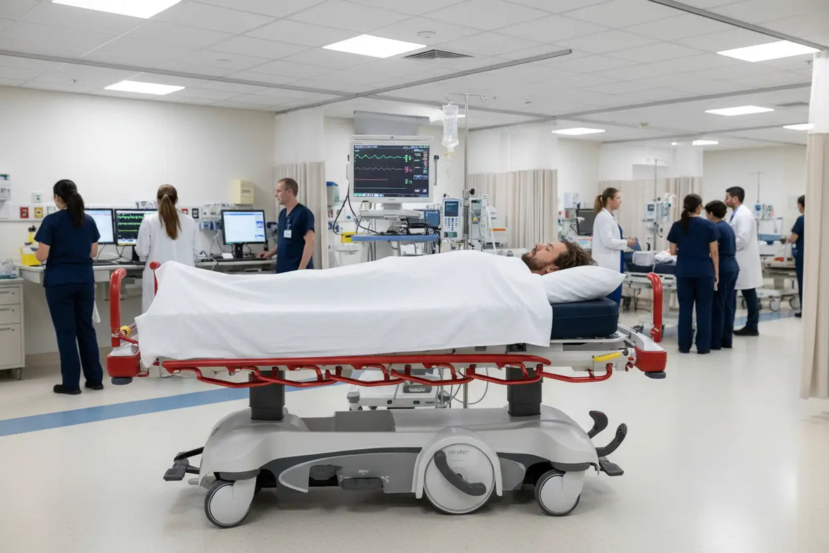 Stryker Big Wheel 1115 Hydraulic Patient Trolley SelfiMed UK