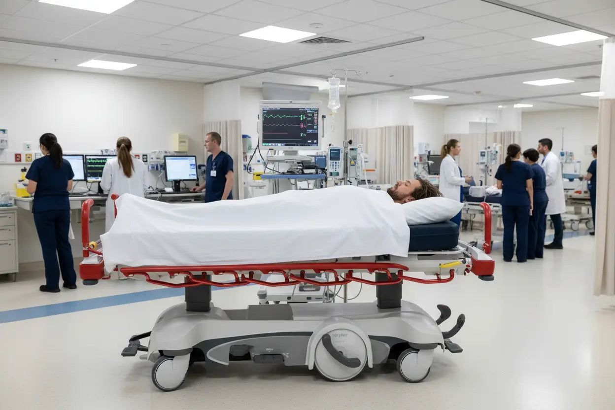 Stryker Big Wheel 1115 Hydraulic Patient Trolley SelfiMed UK