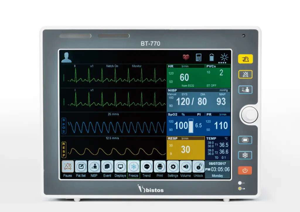 Bistos BT-770 Patient Monitor with SPO2, T1, T2, ECG, NIBP and CO2/AG Options Patient Monitor SelfiMed UK