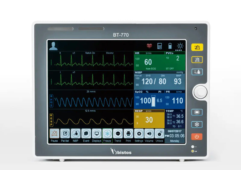 Bistos BT - 770 Patient Monitor with SPO2, T1, T2, ECG, NIBP and CO2/AG Options - SelfiMed UK